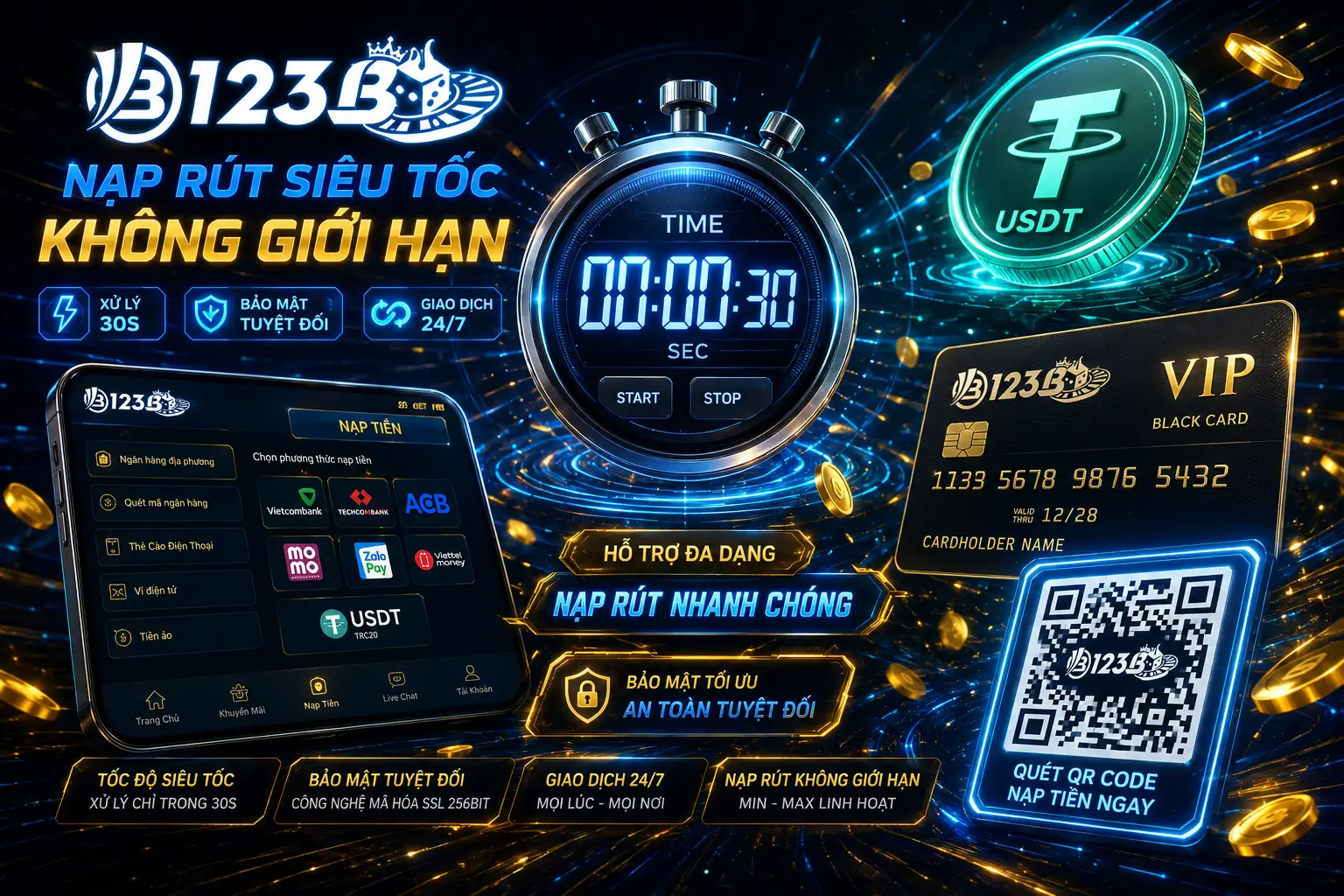 123B 🥇 Trang Chủ Đăng Ký & Tải App 123b.com Chính Thức 8 Hệ thống nạp rút tiền nhà cái 123B đa phương thức ngân hàng và USDT